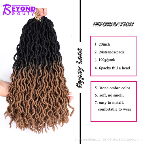 Long Wavy Gypsy Locs Ombre Crochet Hair 30inch Goddess Locs Faux Locs African Roots Dreadlocs Synthetic Braiding Hair